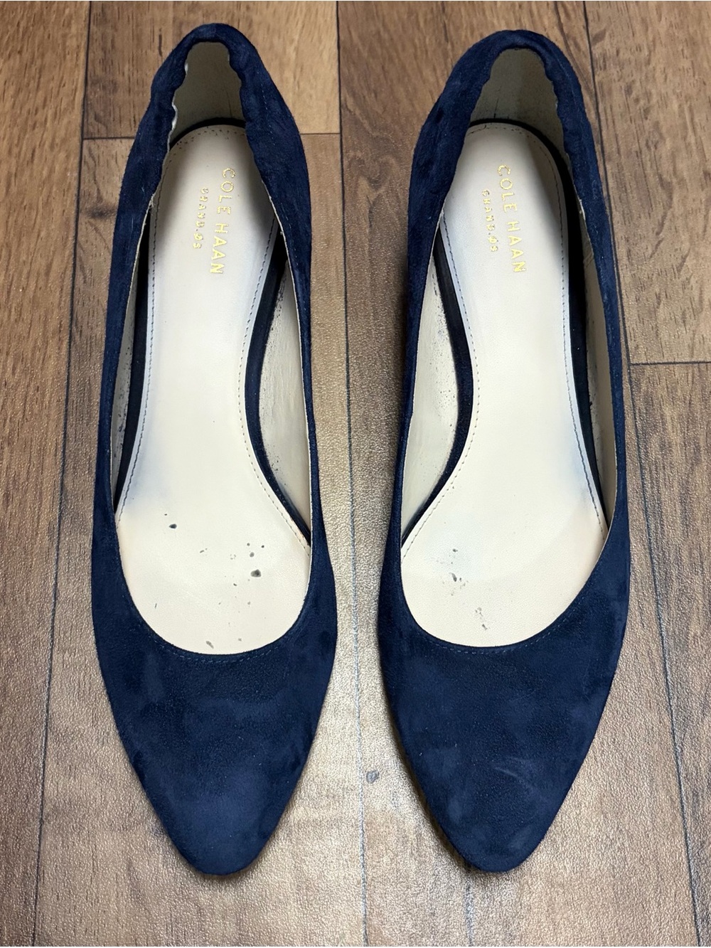 Cole Haan Navy Pointed Toe Kitten Heels
